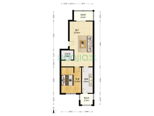 金门里 1室1厅1卫 69平方