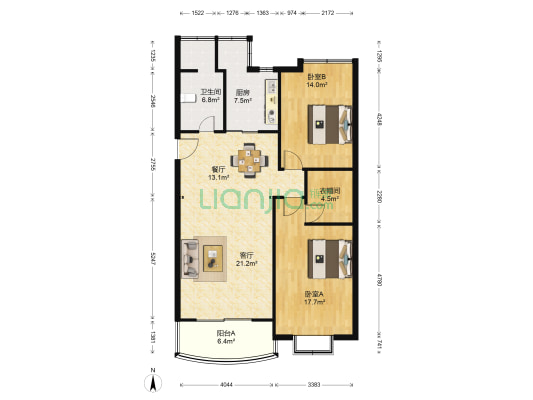宁和公寓 2室2厅1卫 116平方