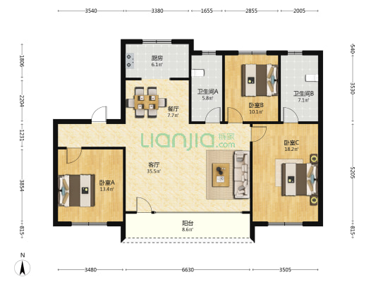 碧桂园·西江宸院 3室2厅2卫 142平方