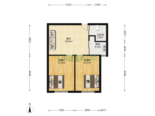 高铁雅苑 2室1厅1卫 84平方