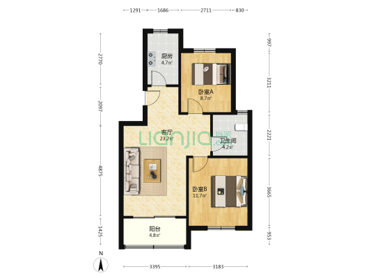 北门外东区 2室1厅1卫 71平方