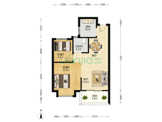 洛塘滨河郡 2室1厅1卫 70平方