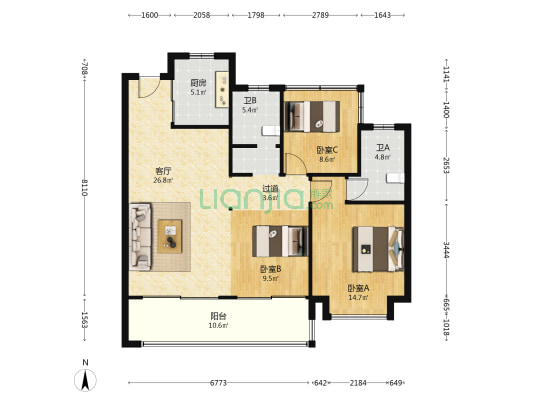 邦泰新华星耀未来 3室1厅2卫 118平方