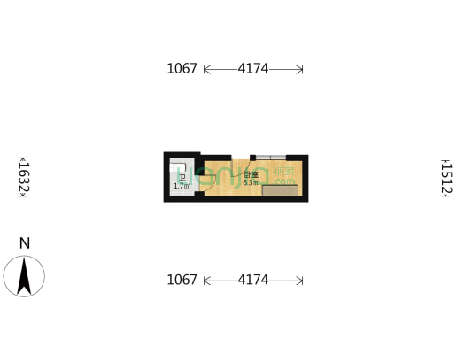 西安福胡同 1室0厅1卫 6平方