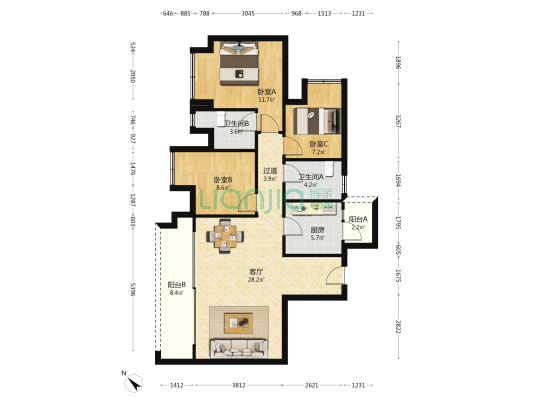 凤鸣水岸 3室1厅2卫 99平方