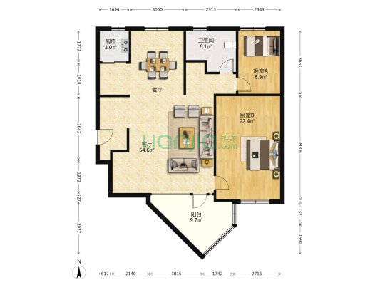 无锡大厦 2室1厅1卫 157平方