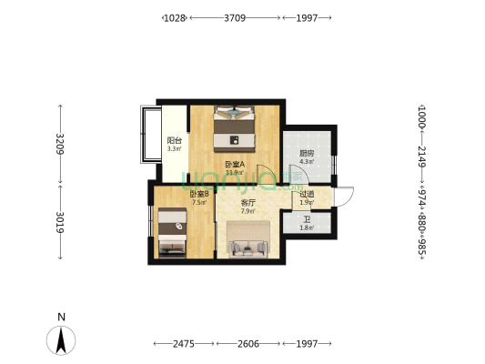 五金南街4号院 2室1厅1卫 48平方