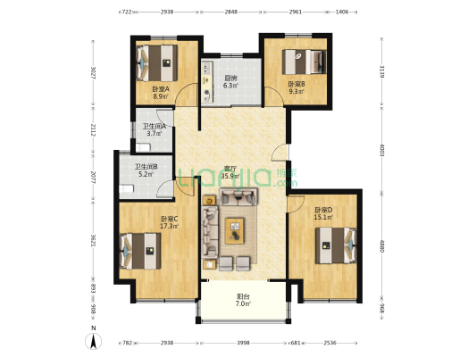 金翰苑 4室1厅2卫 128平方