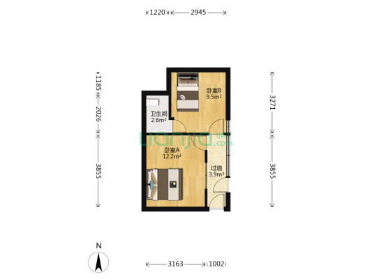 沙面 2室0厅1卫 26平方