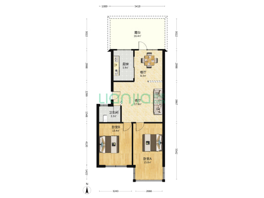 迎春北苑 2室2厅1卫 83平方