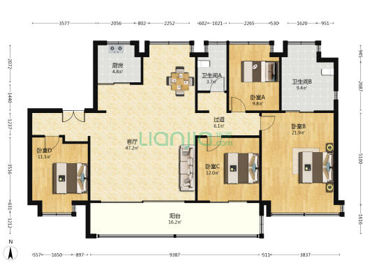 云萃府 4室1厅2卫 171平方
