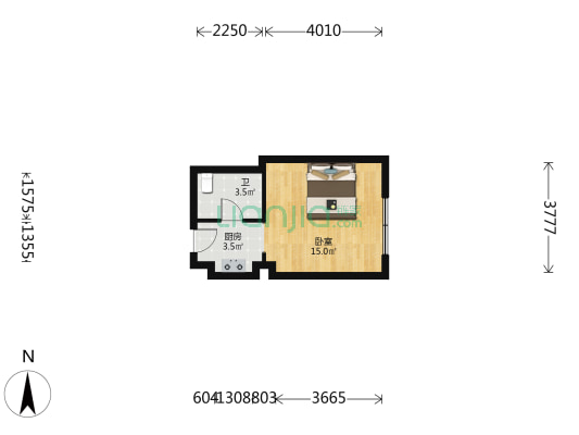 喜鹊公馆 1室0厅1卫 35平方