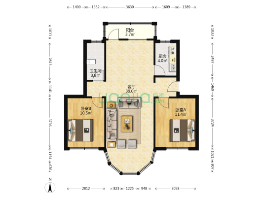 海城区外贸小区 2室1厅1卫 83平方