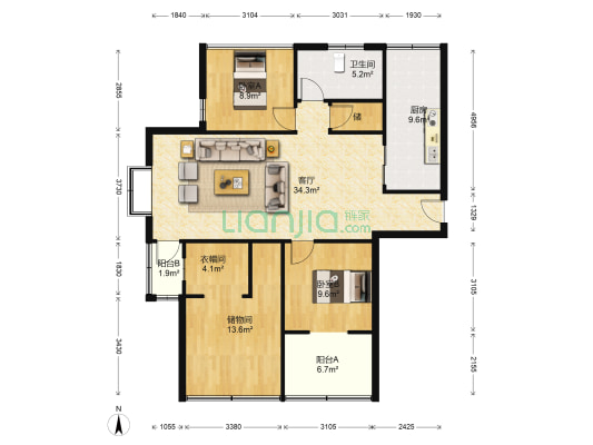 云港佳园 2室1厅1卫 117平方