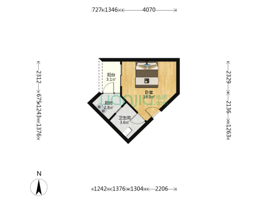 海霞新都会 1室0厅1卫 28平方
