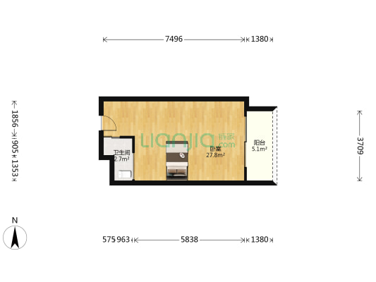 海悦长滩花园 1室0厅1卫 50平方