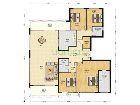 万科·拾谧森语 4室1厅3卫 249平方