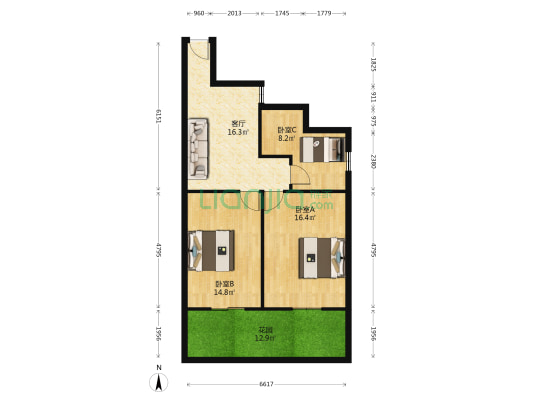 学府东路1号 3室1厅0卫 62平方