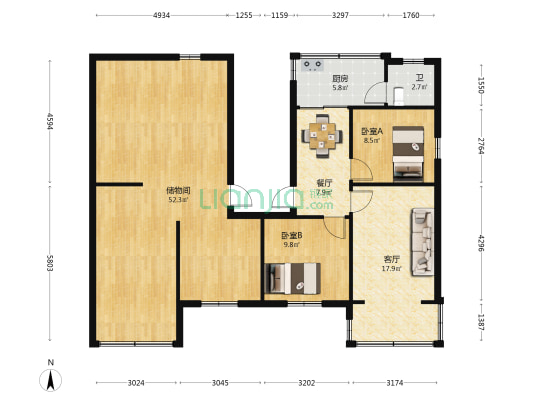 永乐路11号 2室2厅1卫 99平方