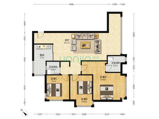 鹭岛金沙壹品 3室1厅2卫 118平方