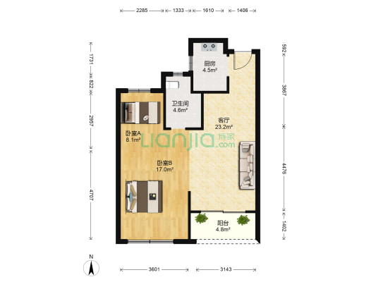 尚园 2室1厅1卫 75平方