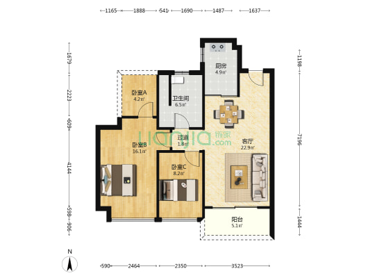 惠阳雅居乐花园五期 3室1厅1卫 90平方