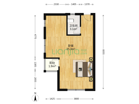 鑫鹏大厦 1室0厅1卫 56平方