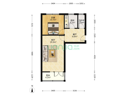 六十七处家属楼 1室2厅1卫 52平方