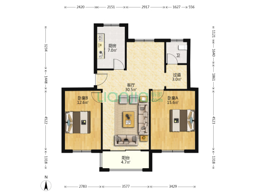 富安新村 2室1厅1卫 92平方