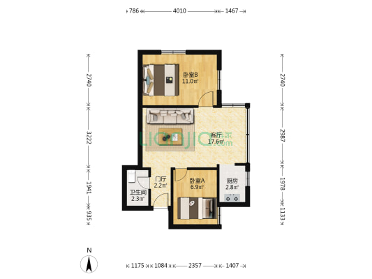 广南大厦 2室1厅1卫 52平方
