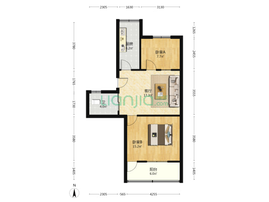 棋盘山跃进新村 2室1厅1卫 68平方