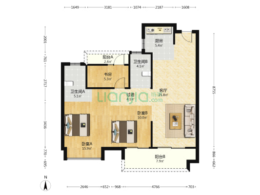 海乐苑 3室1厅2卫 112平方