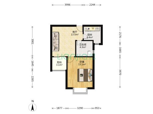 金淞家园 1室1厅1卫 54平方