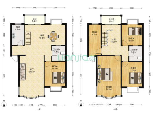 香格里拉 · 盛景小区 5室2厅2卫 92平方