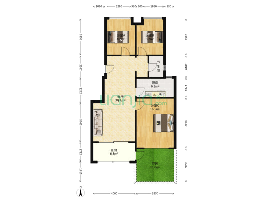 清枫和院 3室1厅1卫 86平方