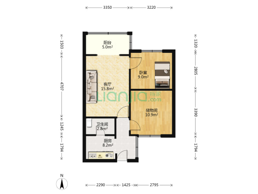 山城巷 1室1厅1卫 56平方