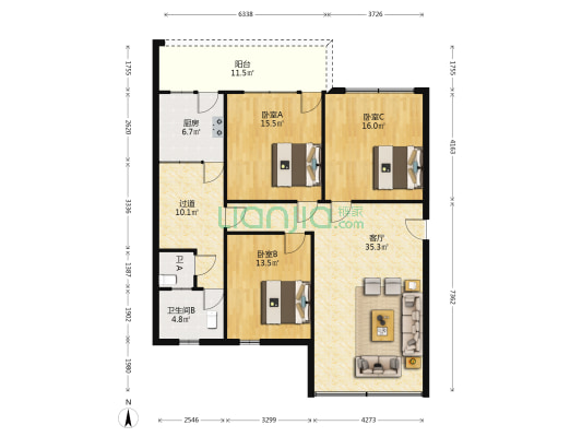 京剧苑 3室1厅2卫 138平方