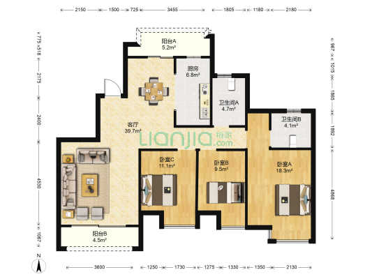 圣芭芭拉 3室1厅2卫 131平方