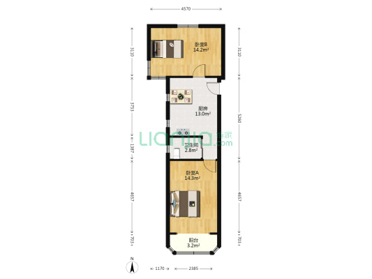 欧阳小区 2室0厅1卫 62平方