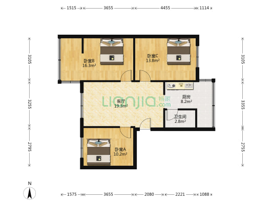 神仙园 3室1厅1卫 78平方