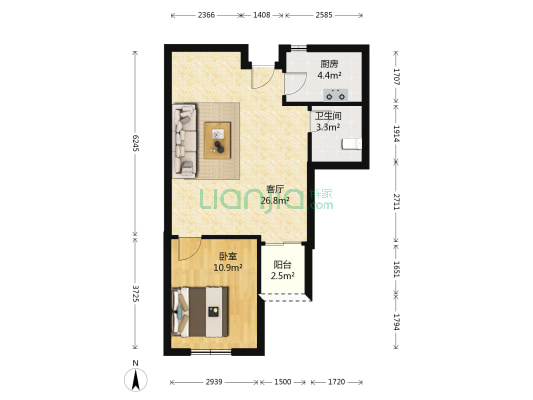 宏程名仕小区 1室1厅1卫 71平方