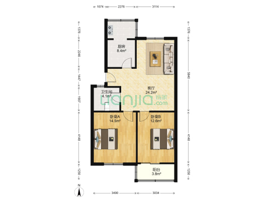 东明新村 2室1厅1卫 80平方
