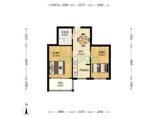 金燕新村 2室1厅1卫 51平方