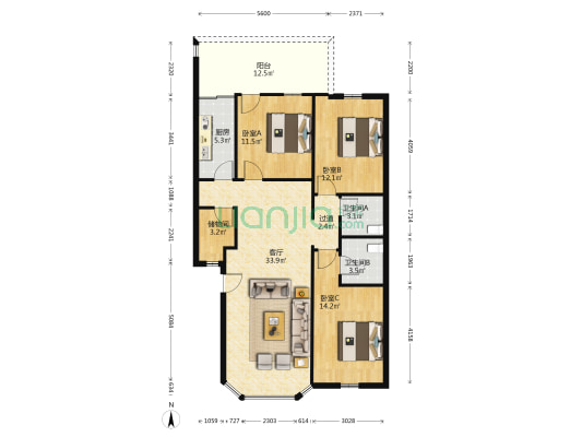 新店集资楼 3室1厅2卫 123平方