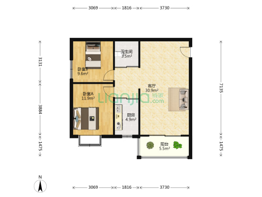 大正城南第一府 2室1厅1卫 0平方