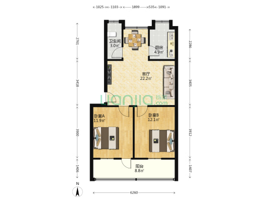 湖南省皮革研究所 2室1厅1卫 71平方