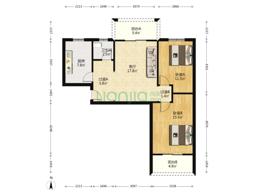 将军新村三期 2室1厅1卫 92平方