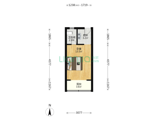 江苏路186弄 1室0厅1卫 27平方