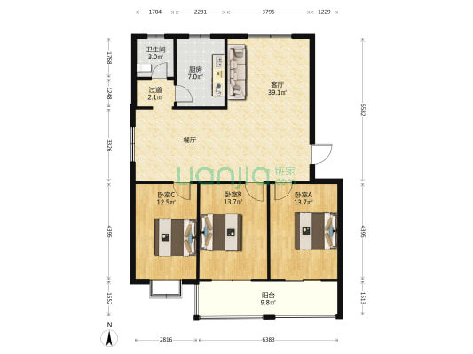 玉馨苑北区 3室1厅1卫 123平方