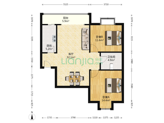 福松源庄 2室1厅1卫 96平方